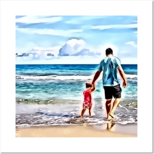 Father and child beach passive income Posters and Art